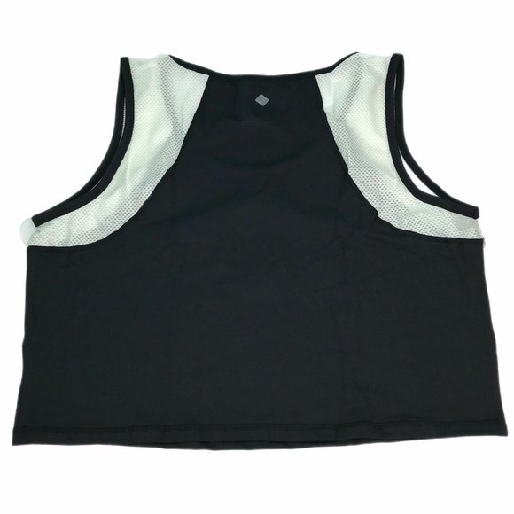 Womens Cropped Tank 2X Lularoe Workout Top Black White Mesh Fitness Exercise - Picture 6 of 9